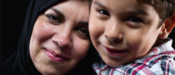 Photo of mother and son of Arabic descent